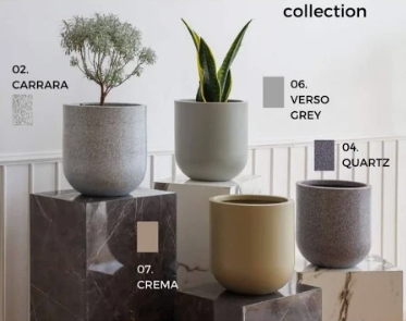 กระถางลายแกรนิตคอลเล็กชั่นทรงถ้วยชาญี่ปุ่น